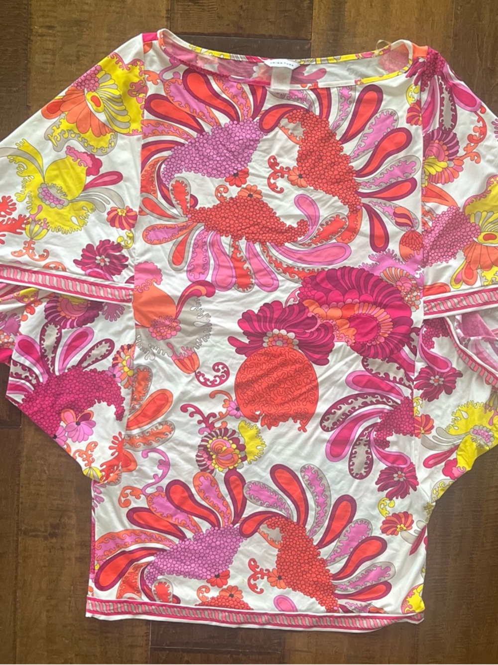Trina Turk Caprice Tunic Swim Coverup tunic top with kimono sleeves OS